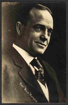 Billy Sunday on a postcard from the era