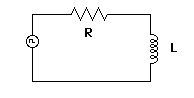 Circuit showing a squre wave generator in series with a resistor and an inductor